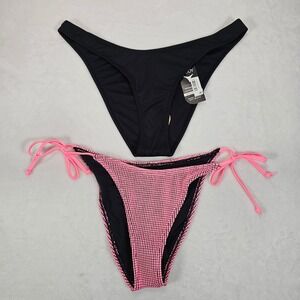 Cotton On Body‎ Bikini Bottoms Womens Brazilian High Side Lot of 2 Pink Black L